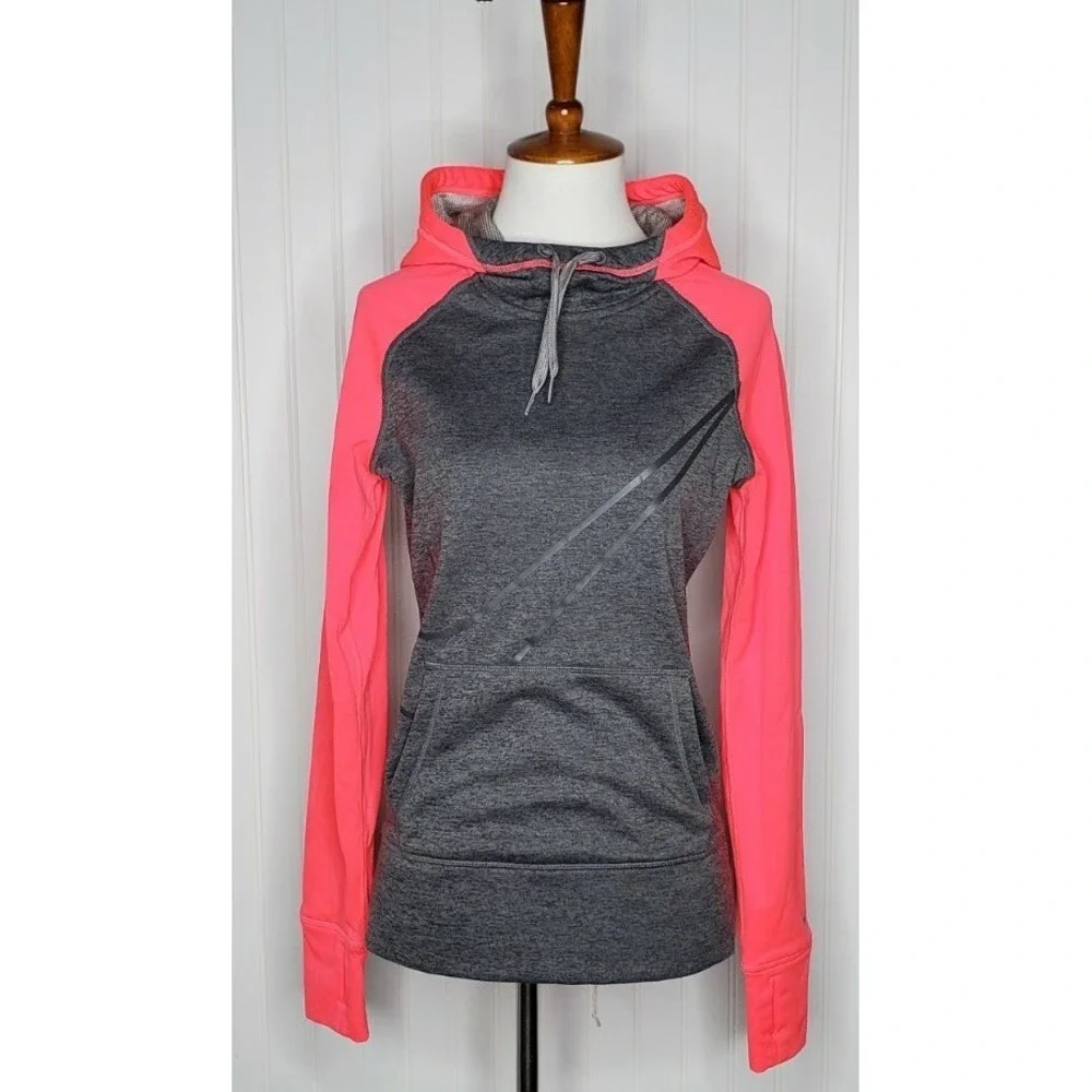 Nike Therma Fit Women's Pullover Hoodie Sweatshirt Size XS Gray /Pink